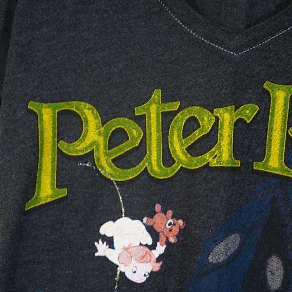 Disney Womens Vintage Peter Pan V-neck T-Shirt Huge Graphic y2k 2000s XL Juniors - Picture 3 of 4